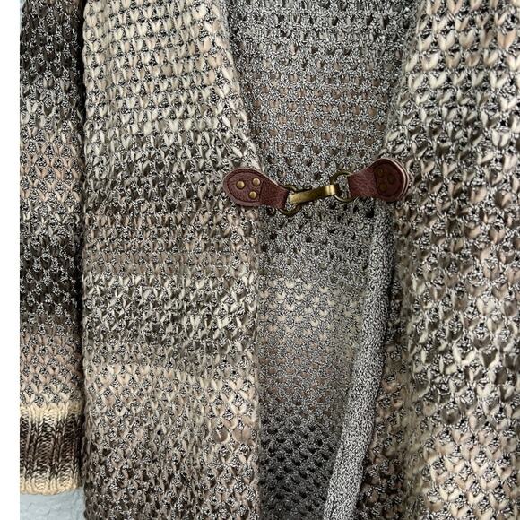 Simply Noelle Beige/Grey Knit Clasp Front Cardigan L/XL - Picture 3 of 10